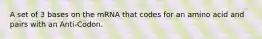 A set of 3 bases on the mRNA that codes for an amino acid and pairs with an Anti-Codon.