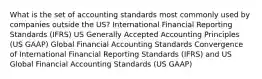 What is the set of accounting standards most commonly used by companies outside the US? International Financial Reporting Standards (IFRS) US Generally Accepted Accounting Principles (US GAAP) Global Financial Accounting Standards Convergence of International Financial Reporting Standards (IFRS) and US Global Financial Accounting Standards (US GAAP)