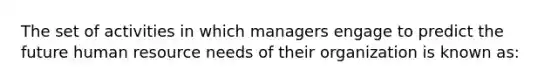 The set of activities in which managers engage to predict the future human resource needs of their organization is known as: