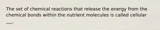 The set of chemical reactions that release the energy from the chemical bonds within the nutrient molecules is called cellular ___.