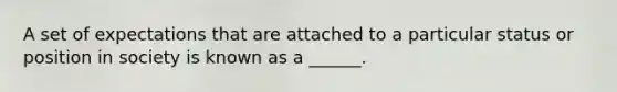 A set of expectations that are attached to a particular status or position in society is known as a ______.
