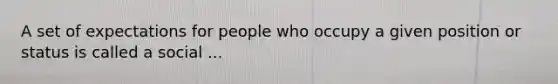 A set of expectations for people who occupy a given position or status is called a social ...