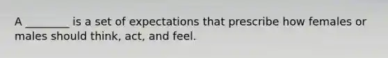 A ________ is a set of expectations that prescribe how females or males should think, act, and feel.