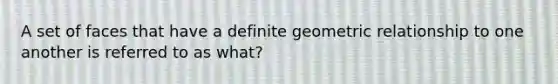 A set of faces that have a definite geometric relationship to one another is referred to as what?