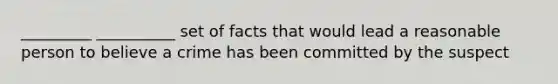 _________ __________ set of facts that would lead a reasonable person to believe a crime has been committed by the suspect