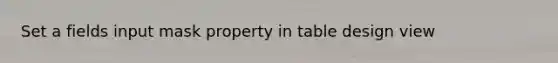 Set a fields input mask property in table design view