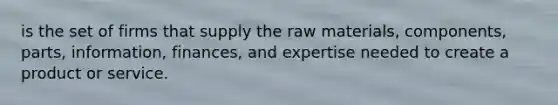 is the set of firms that supply the raw materials, components, parts, information, finances, and expertise needed to create a product or service.