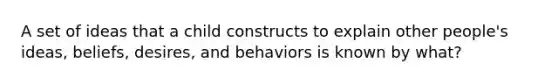 A set of ideas that a child constructs to explain other people's ideas, beliefs, desires, and behaviors is known by what?