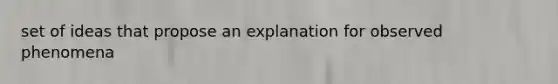 set of ideas that propose an explanation for observed phenomena