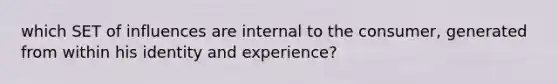 which SET of influences are internal to the consumer, generated from within his identity and experience?