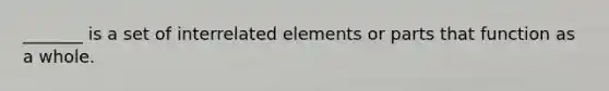 _______ is a set of interrelated elements or parts that function as a whole.