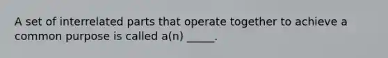 A set of interrelated parts that operate together to achieve a common purpose is called a(n) _____.