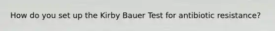 How do you set up the Kirby Bauer Test for antibiotic resistance?