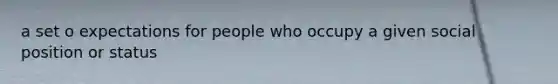 a set o expectations for people who occupy a given social position or status