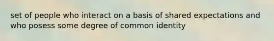 set of people who interact on a basis of shared expectations and who posess some degree of common identity