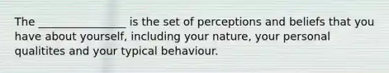 The ________________ is the set of perceptions and beliefs that you have about yourself, including your nature, your personal qualitites and your typical behaviour.