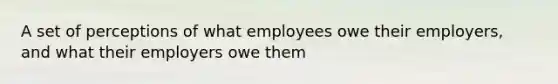 A set of perceptions of what employees owe their employers, and what their employers owe them