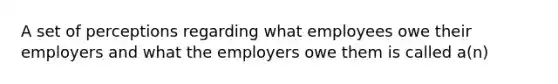 A set of perceptions regarding what employees owe their employers and what the employers owe them is called a(n)