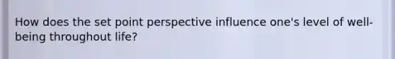 How does the set point perspective influence one's level of well-being throughout life?