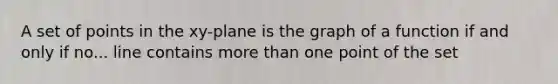 A set of points in the xy-plane is the graph of a function if and only if no... line contains more than one point of the set