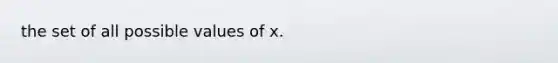 the set of all possible values of x.