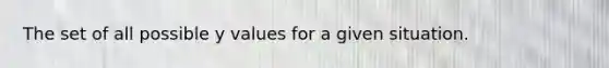 The set of all possible y values for a given situation.
