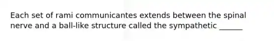Each set of rami communicantes extends between the spinal nerve and a ball-like structure called the sympathetic ______