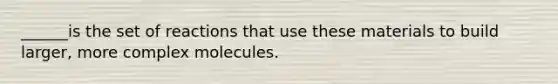 ______is the set of reactions that use these materials to build larger, more complex molecules.