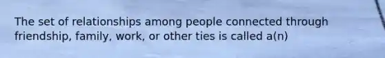 The set of relationships among people connected through friendship, family, work, or other ties is called a(n)