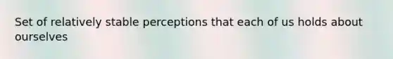 Set of relatively stable perceptions that each of us holds about ourselves