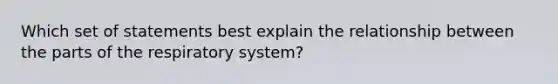 Which set of statements best explain the relationship between the parts of the respiratory system?