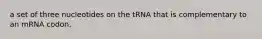 a set of three nucleotides on the tRNA that is complementary to an mRNA codon.