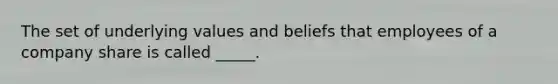 The set of underlying values and beliefs that employees of a company share is called _____.