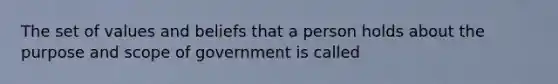 The set of values and beliefs that a person holds about the purpose and scope of government is called