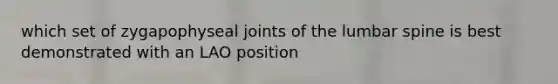 which set of zygapophyseal joints of the lumbar spine is best demonstrated with an LAO position