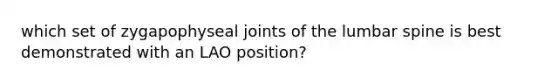 which set of zygapophyseal joints of the lumbar spine is best demonstrated with an LAO position?