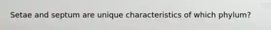 Setae and septum are unique characteristics of which phylum?