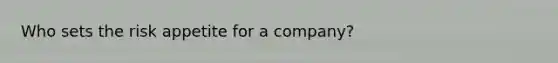 Who sets the risk appetite for a company?