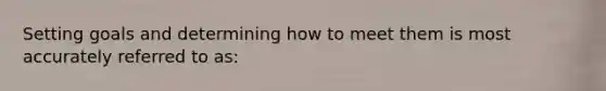 Setting goals and determining how to meet them is most accurately referred to as: