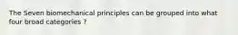 The Seven biomechanical principles can be grouped into what four broad categories ?