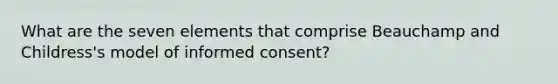 What are the seven elements that comprise Beauchamp and Childress's model of informed consent?