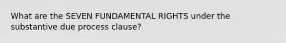 What are the SEVEN FUNDAMENTAL RIGHTS under the substantive due process clause?