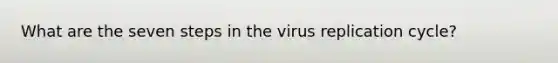 What are the seven steps in the virus replication cycle?