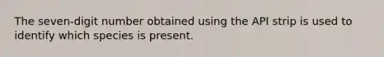 The seven-digit number obtained using the API strip is used to identify which species is present.