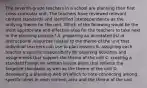 The seventh-grade teachers in a school are planning their first cross-curricular unit. The teachers have reviewed relevant content standards and identified interdependence as the unifying theme for the unit. Which of the following would be the most appropriate and effective step for the teachers to take next in the planning process? A. preparing an annotated list of instructional resources related to the theme of the unit that individual teachers can use to plan lessons B. assigning each teacher a specific responsibility for planning activities and assignments that support the theme of the unit C. creating a standard format for written lesson plans that reflects the targeted standards as well as the theme of the unit D. developing a planning web on which to note connecting among specific ideas in each content area and the theme of the unit