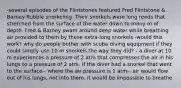 -several episodes of the Flintstones featured Fred Flintstone & Barney Rubble snorkeling. Their snorkels were long reeds that stretched from the surface of the water down to many m of depth. Fred & Barney swam around deep water while breathing air provided to them by these extra-long snorkels -would this work? why do people bother with scuba diving equipment if they could simply use 10 m snorkels the way they did? - a diver at 10 m experiences a pressure of 2 atm that compresses the air in his lungs to a pressure of 2 atm. If the diver had a snorkel that went to the surface-- where the air pressure is 1 atm-- air would flow out of his lungs, not into them. it would be impossible to breathe