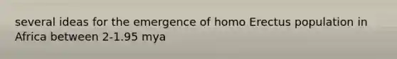 several ideas for the emergence of homo Erectus population in Africa between 2-1.95 mya