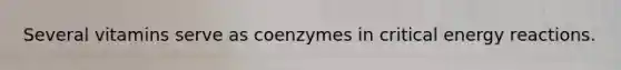 Several vitamins serve as coenzymes in critical energy reactions.