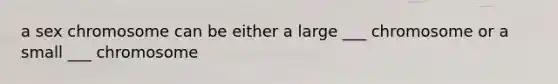 a sex chromosome can be either a large ___ chromosome or a small ___ chromosome