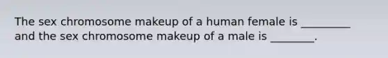 The sex chromosome makeup of a human female is _________ and the sex chromosome makeup of a male is ________.